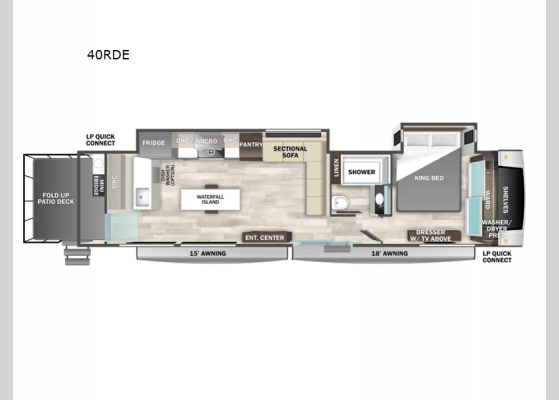 Floorplan - 2025 Cedar Creek Cottage 40RDE Destination Trailer