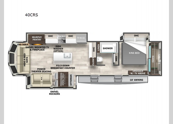 Floorplan - 2025 Cedar Creek Cottage 40CRS Destination Trailer