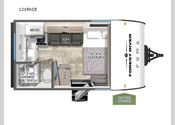 Floorplan - 2025 Puma Camping Edition 121RKCE Travel Trailer