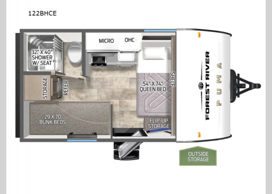 Floorplan - 2025 Puma Camping Edition 122BHCE Travel Trailer