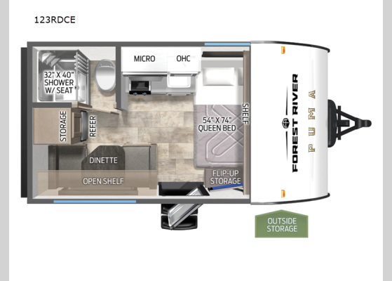 Floorplan - 2025 Puma Camping Edition 123RDCE Travel Trailer