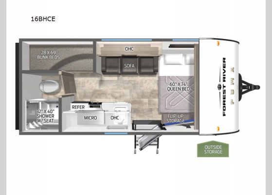 Floorplan - 2025 Puma Camping Edition 16BHCE Travel Trailer