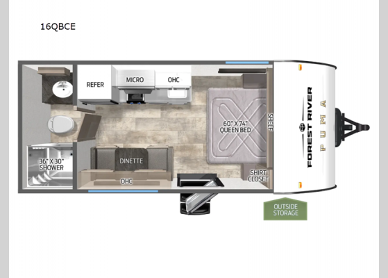 Floorplan - 2025 Puma Camping Edition 16QBCE Travel Trailer