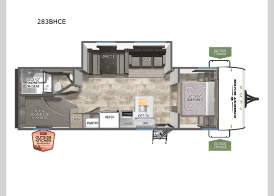 Floorplan - 2025 Puma Camping Edition 283BHCE Travel Trailer