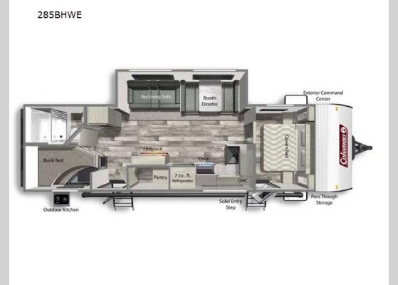 Floorplan - 2023 Coleman Lantern Series 285BHWE Travel Trailer