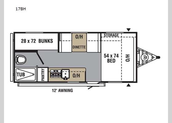 Floorplan - 2023 Viking 17BH Travel Trailer
