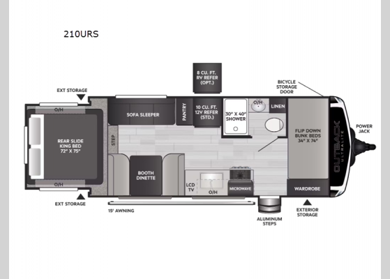 Floorplan - 2024 Outback Ultra Lite 210URS Travel Trailer