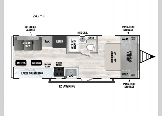 Floorplan - 2025 Clipper 5K Series 242MK Travel Trailer