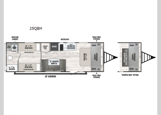 Floorplan - 2025 Clipper 5K Series 25QBH Travel Trailer