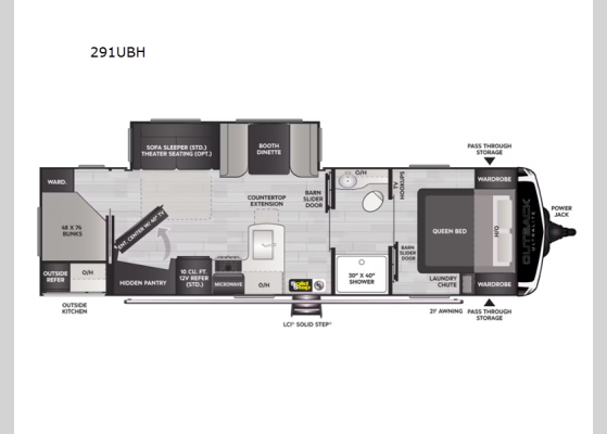 Floorplan - 2024 Outback Ultra Lite 291UBH Travel Trailer