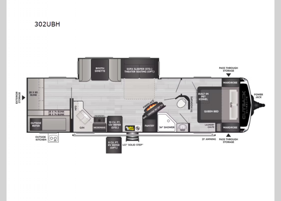 Floorplan - 2024 Outback Ultra Lite 302UBH Travel Trailer