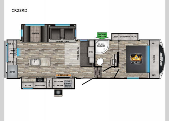 Floorplan - 2024 Cruiser Aire CR28RD Fifth Wheel