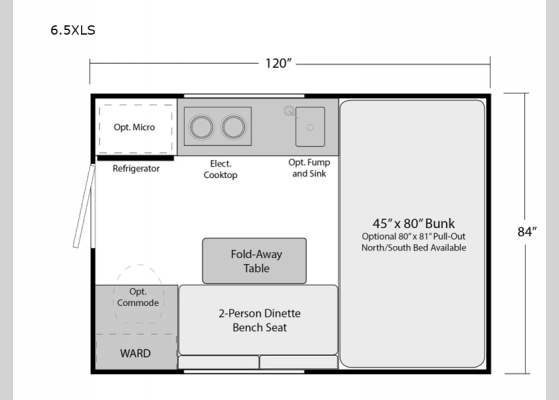 Floorplan - 2024 ADLAR 6.5XLS Truck Camper