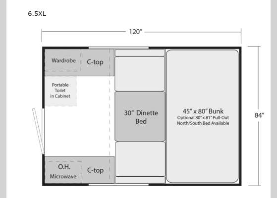 Floorplan - 2024 ADLAR 6.5XL Truck Camper