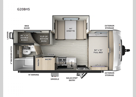 Floorplan - 2024 Rockwood GEO Pro G20BHS Travel Trailer