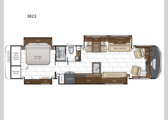 Floorplan - 2025 Mountain Aire 3823 Motor Home Class A - Diesel