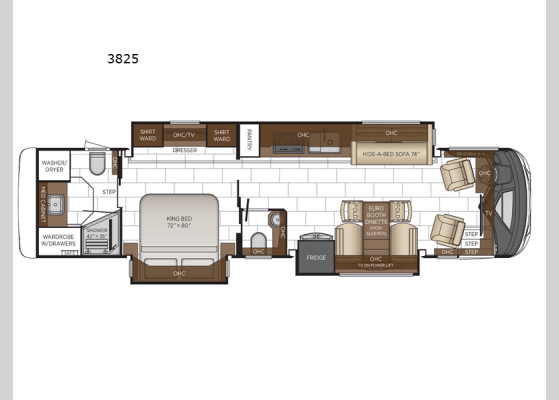 Floorplan - 2025 Mountain Aire 3825 Motor Home Class A - Diesel