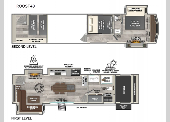 Floorplan - 2025 Wildwood Heritage Glen ROOST43 Fifth Wheel