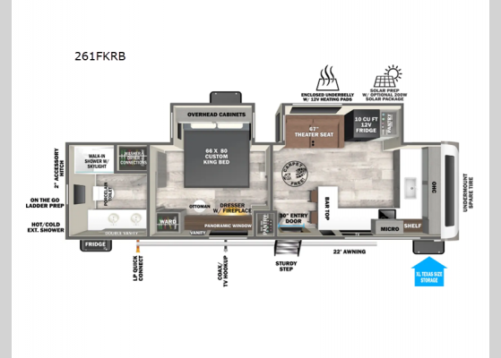 Floorplan - 2025 Wildwood Heritage Glen 261FKRB Travel Trailer