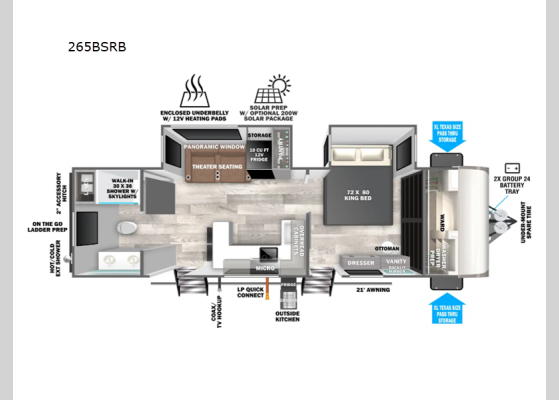 Floorplan - 2025 Wildwood Heritage Glen 265BSRB Travel Trailer