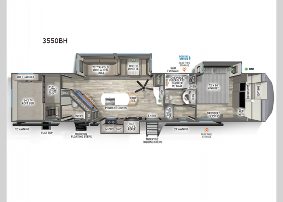 Floorplan - 2025 Sierra 3550BH Fifth Wheel