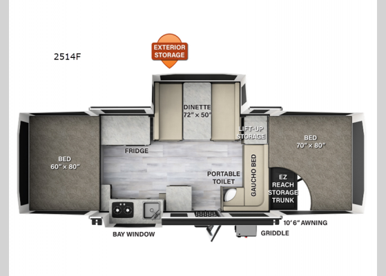 Floorplan - 2024 Rockwood Freedom Series 2514F Folding Pop-Up Camper