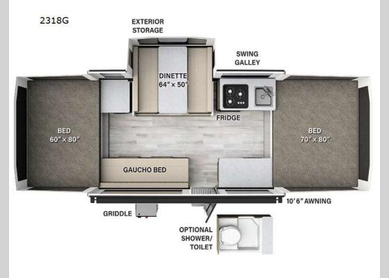 Floorplan - 2024 Rockwood Freedom Series 2318G Folding Pop-Up Camper