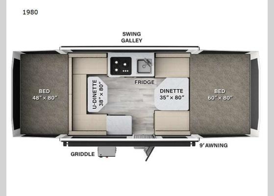 Floorplan - 2024 Rockwood Freedom Series 1980 Folding Pop-Up Camper