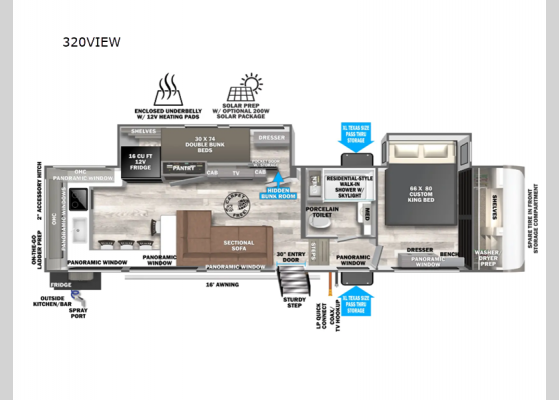 Floorplan - 2025 Wildwood Heritage Glen 320VIEW Fifth Wheel