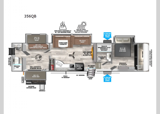 Floorplan - 2025 Wildwood Heritage Glen 356QB Fifth Wheel