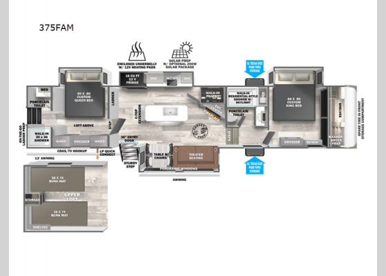 Floorplan - 2025 Wildwood Heritage Glen 375FAM Fifth Wheel