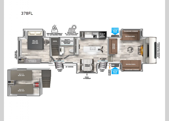 Floorplan - 2025 Wildwood Heritage Glen 378FL Fifth Wheel