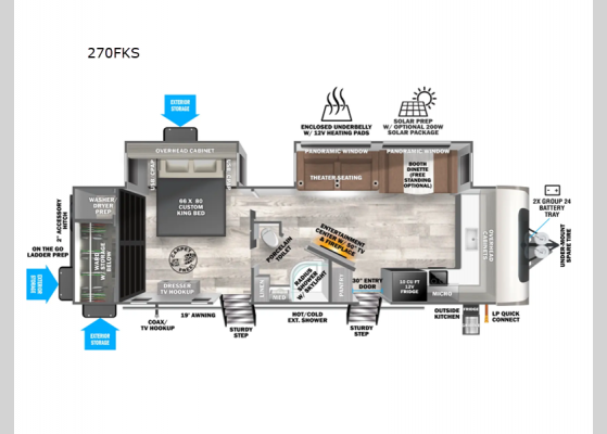 Floorplan - 2025 Wildwood Heritage Glen 270FKS Travel Trailer