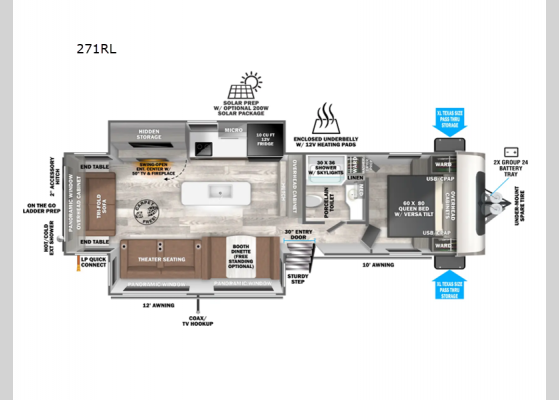 Floorplan - 2025 Wildwood Heritage Glen 271RL Travel Trailer