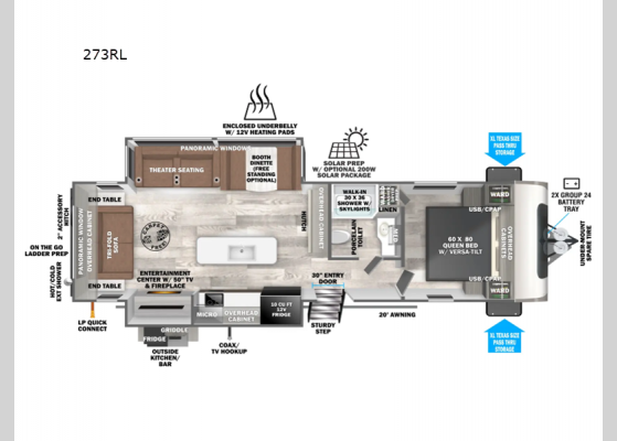 Floorplan - 2025 Wildwood Heritage Glen 273RL Travel Trailer