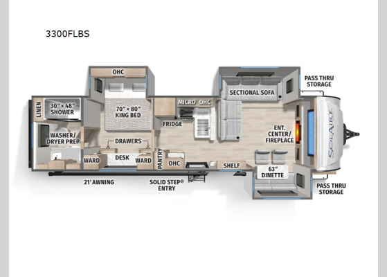 Floorplan - 2025 SolAire 3300FLBS Travel Trailer