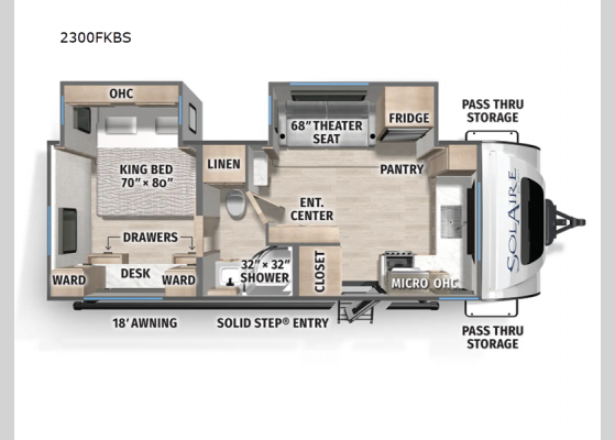 Floorplan - 2025 SolAire 2300FKBS Travel Trailer