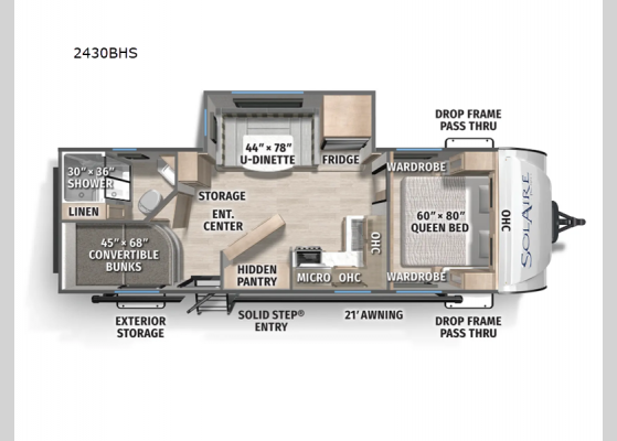 Floorplan - 2025 SolAire 2430BHS Travel Trailer