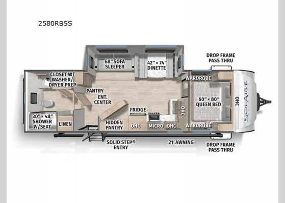 Floorplan - 2025 SolAire 2580RBSS Travel Trailer