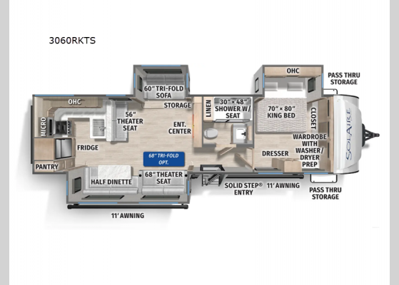 Floorplan - 2025 SolAire 3060RKTS Travel Trailer