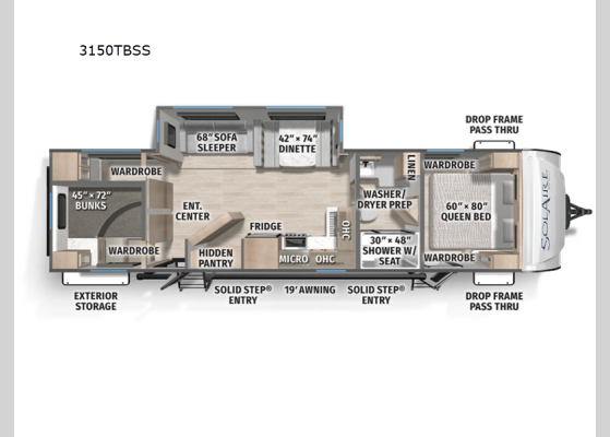 Floorplan - 2025 SolAire 3150TBSS Travel Trailer