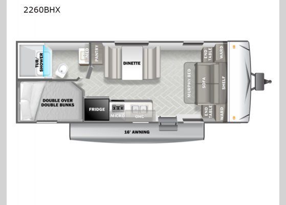 Floorplan - 2024 EVO Lite 2260BHX Travel Trailer