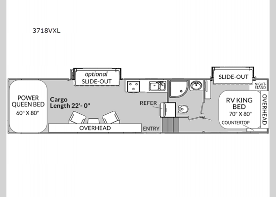 Floorplan - 2024 Vortex 3718VXL Toy Hauler Fifth Wheel