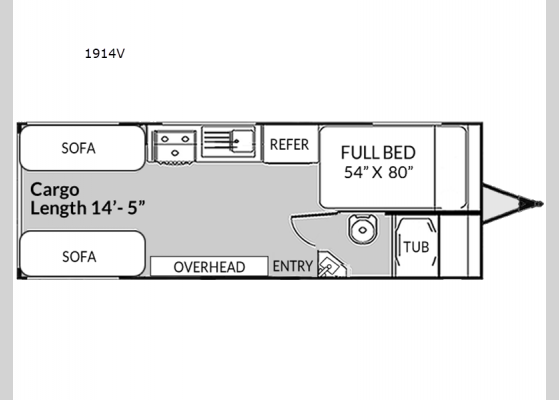 Floorplan - 2024 Vortex 1914V Toy Hauler Travel Trailer