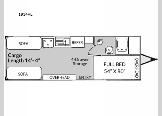 Floorplan - 2024 Vortex 1914VL Toy Hauler Travel Trailer