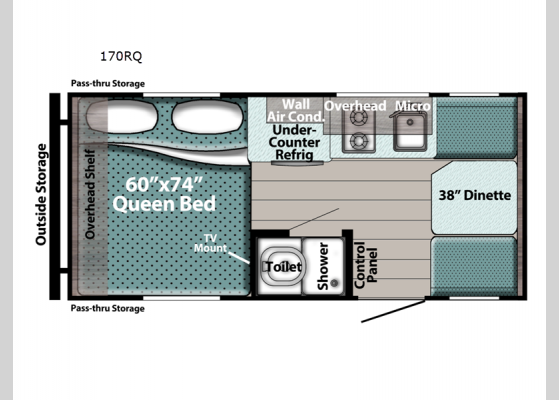 Floorplan - 2025 Trail Boss 170RQ Teardrop Trailer