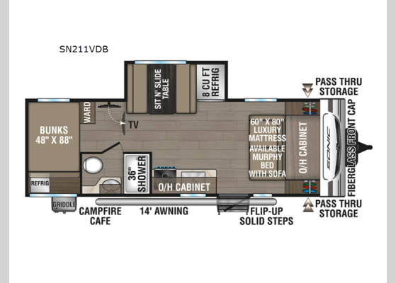 Floorplan - 2025 Sonic SN211VDB Travel Trailer