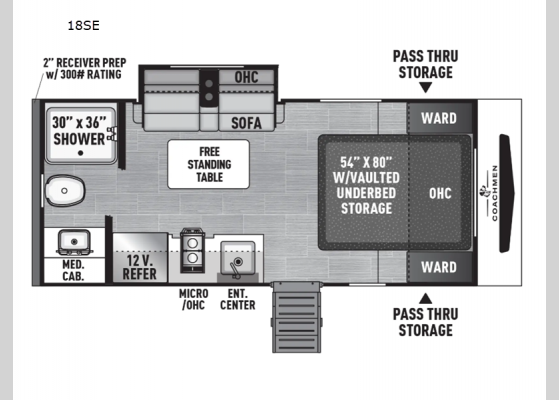 Floorplan - 2025 Freedom Express Select 18SE Travel Trailer