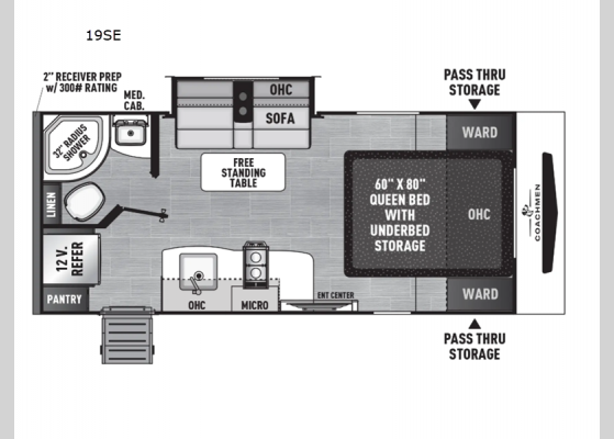 Floorplan - 2025 Freedom Express Select 19SE Travel Trailer