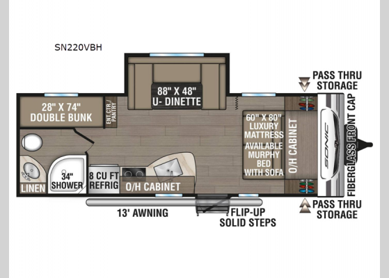 Floorplan - 2025 Sonic SN220VBH Travel Trailer